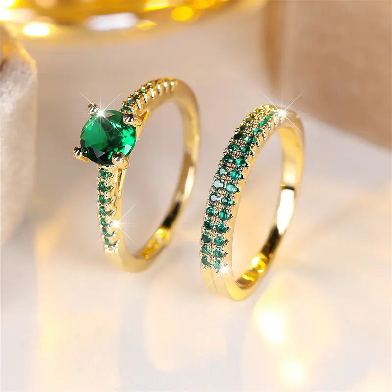 Duo Ringenset met Smaragd in Goud