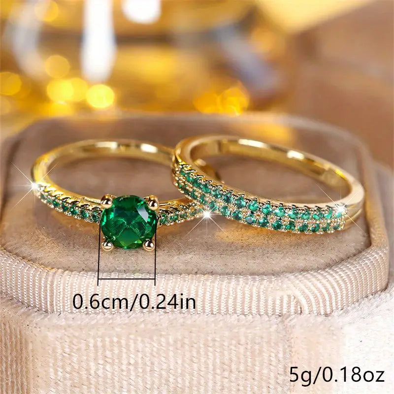 Duo Ringenset met Smaragd in Goud