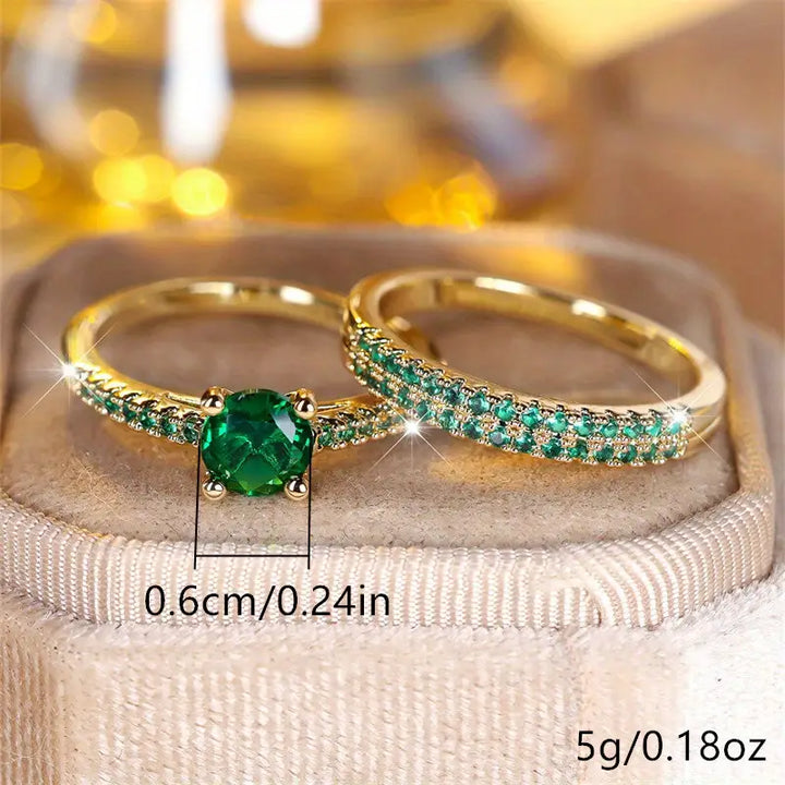 Duo Ringenset met Smaragd in Goud