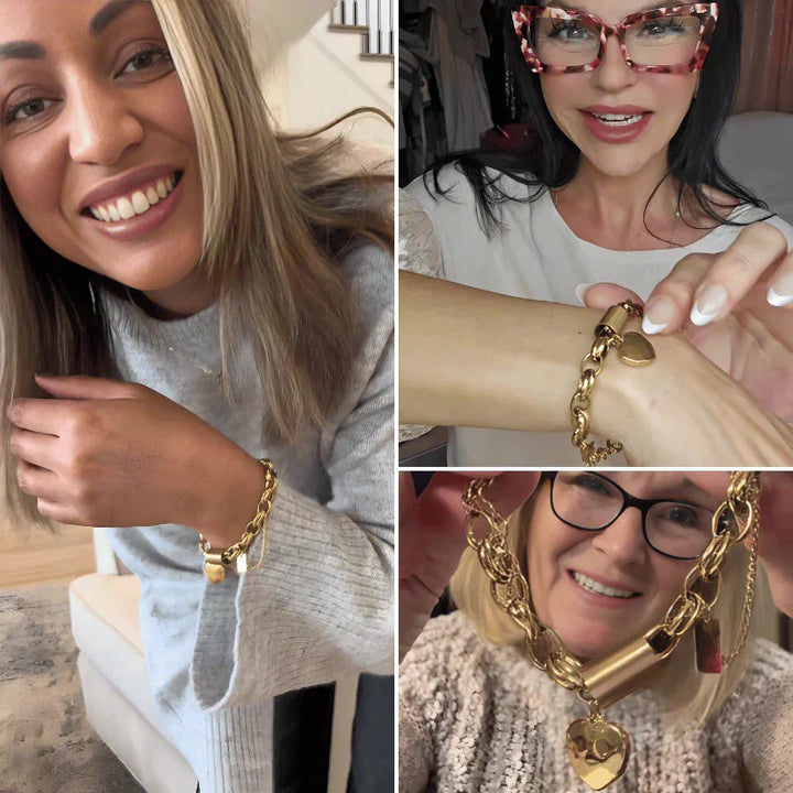 Dikke hartvormige gouden armband