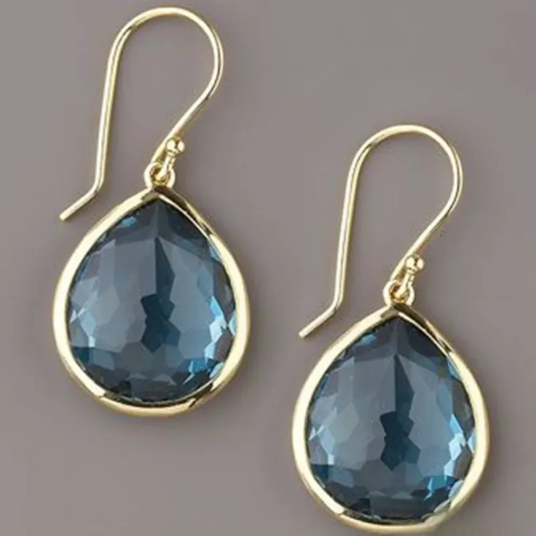 Retro Hangende Oorbellen met Blauwe Kristallen