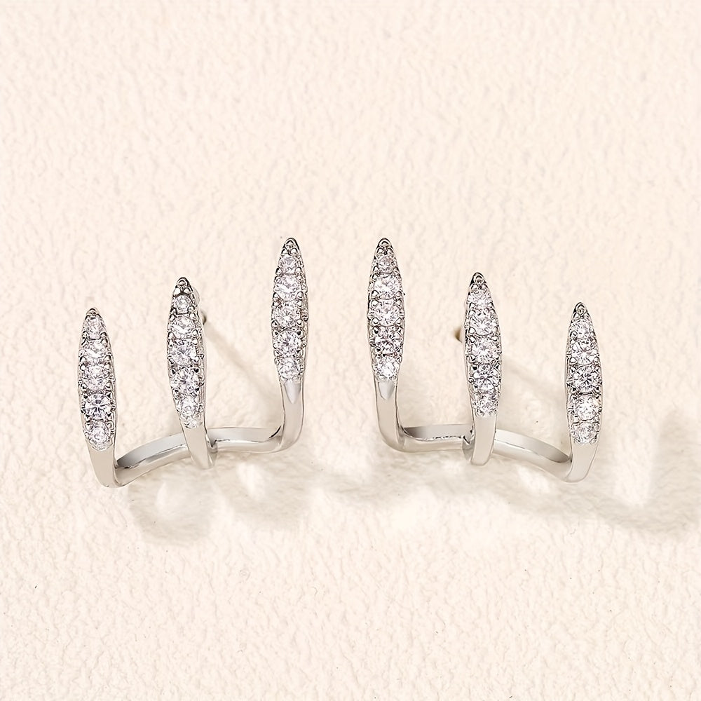 Elegante Oorbellen met Drie Klauwen van Strass