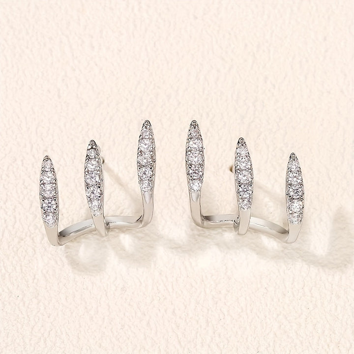 Elegante Oorbellen met Drie Klauwen van Strass