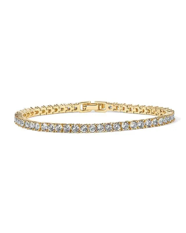 Gouden Tennisarmband met Sprankelende Kristallen