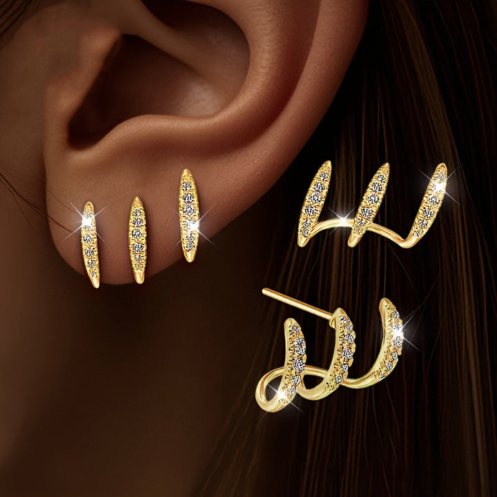 Elegante Oorbellen met Drie Klauwen van Strass