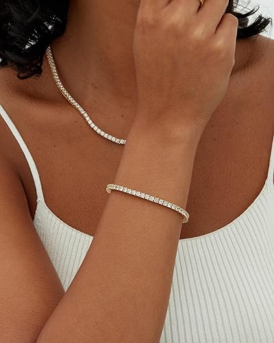 Gouden tennisarmband met moissaniet