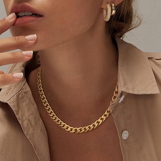 Chunky collier met cubaanse schakels