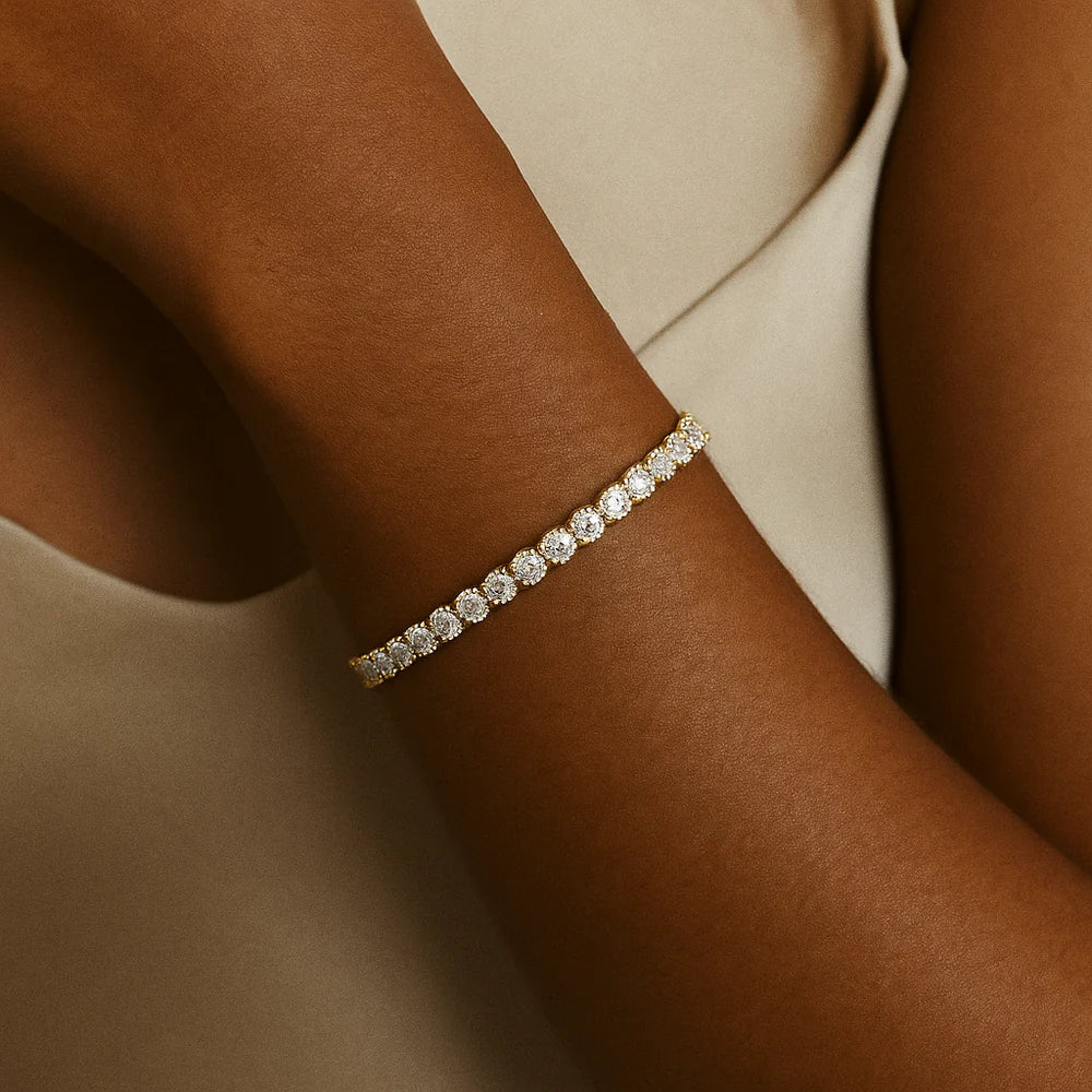 Gouden tennisarmband met moissaniet