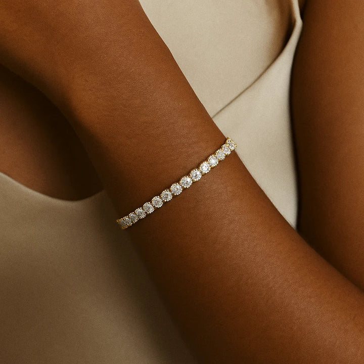 Gouden tennisarmband met moissaniet