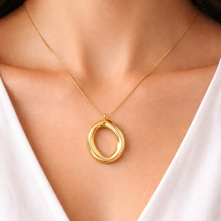 Gouden Ovale Collier van Verguld Metaal