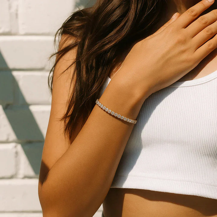 Gouden tennisarmband met moissaniet