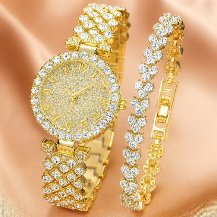 Gouden Horloge en Armband Set in Goud