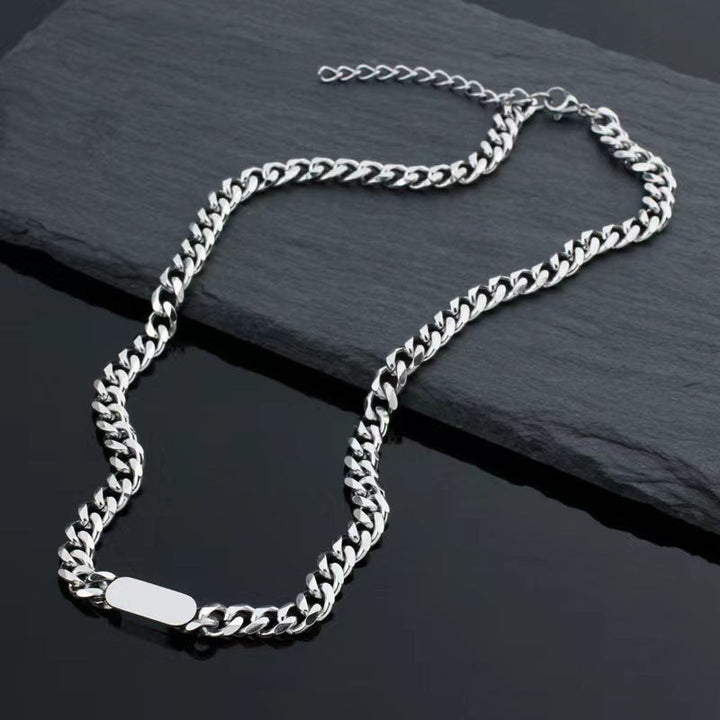 Cuban Chain Tag Necklace | Wit Goud
