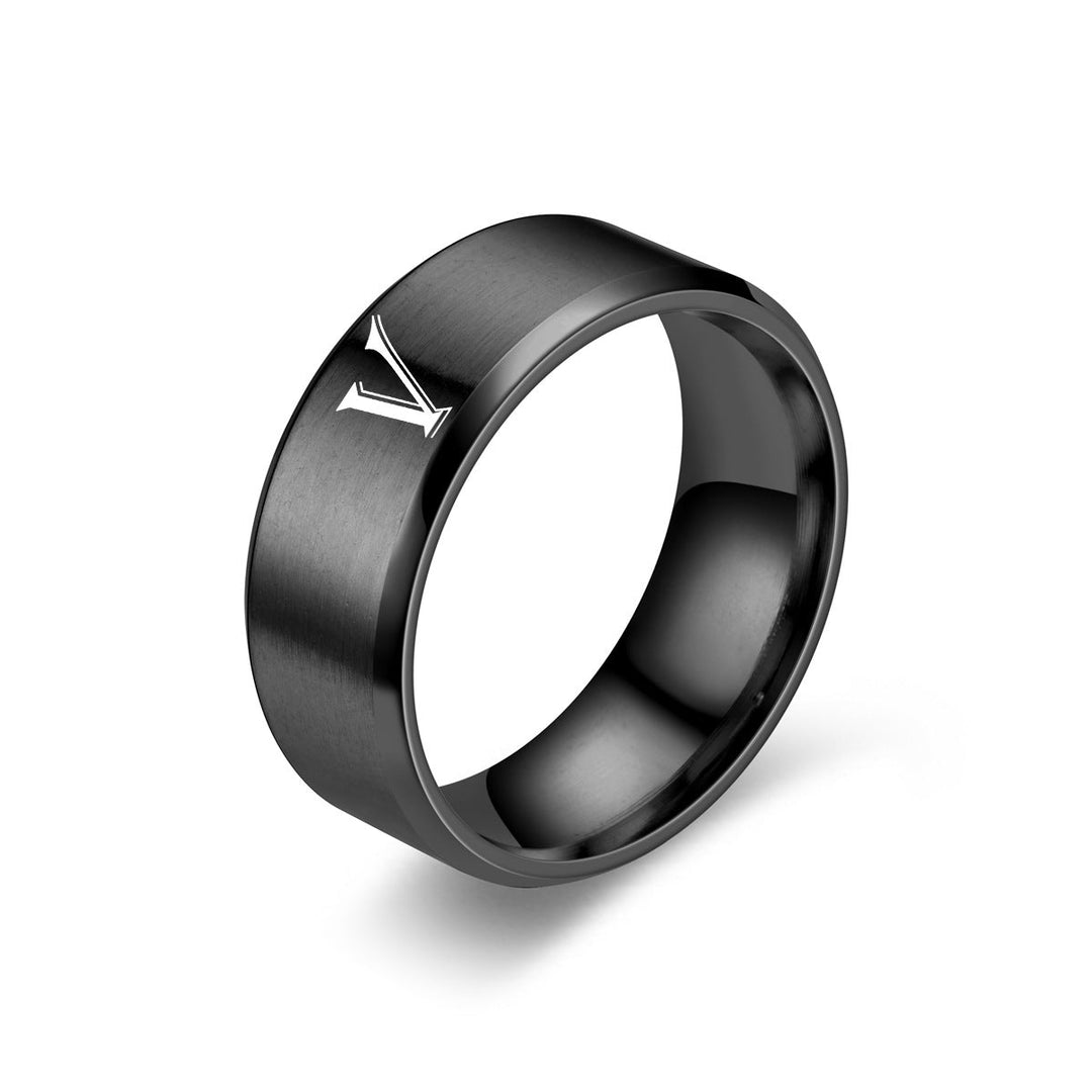 Obsidian Initiële Ring | Zwarte Afwerking