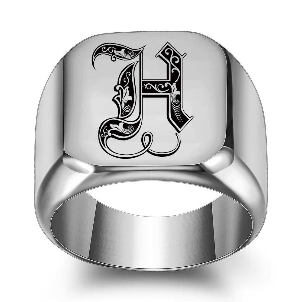 Klassieke Nobele Initiaalring | Wit Goud