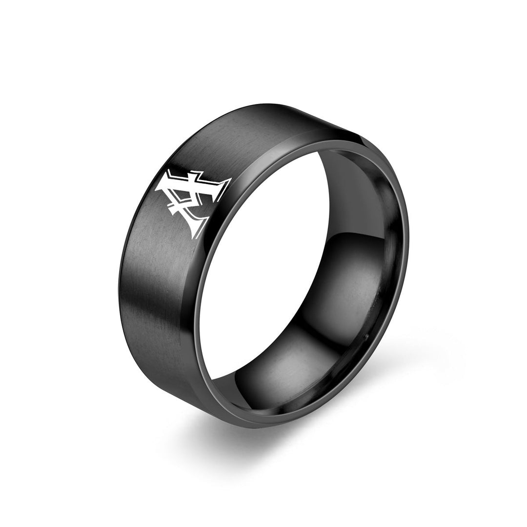 Obsidian Initiële Ring | Zwarte Afwerking
