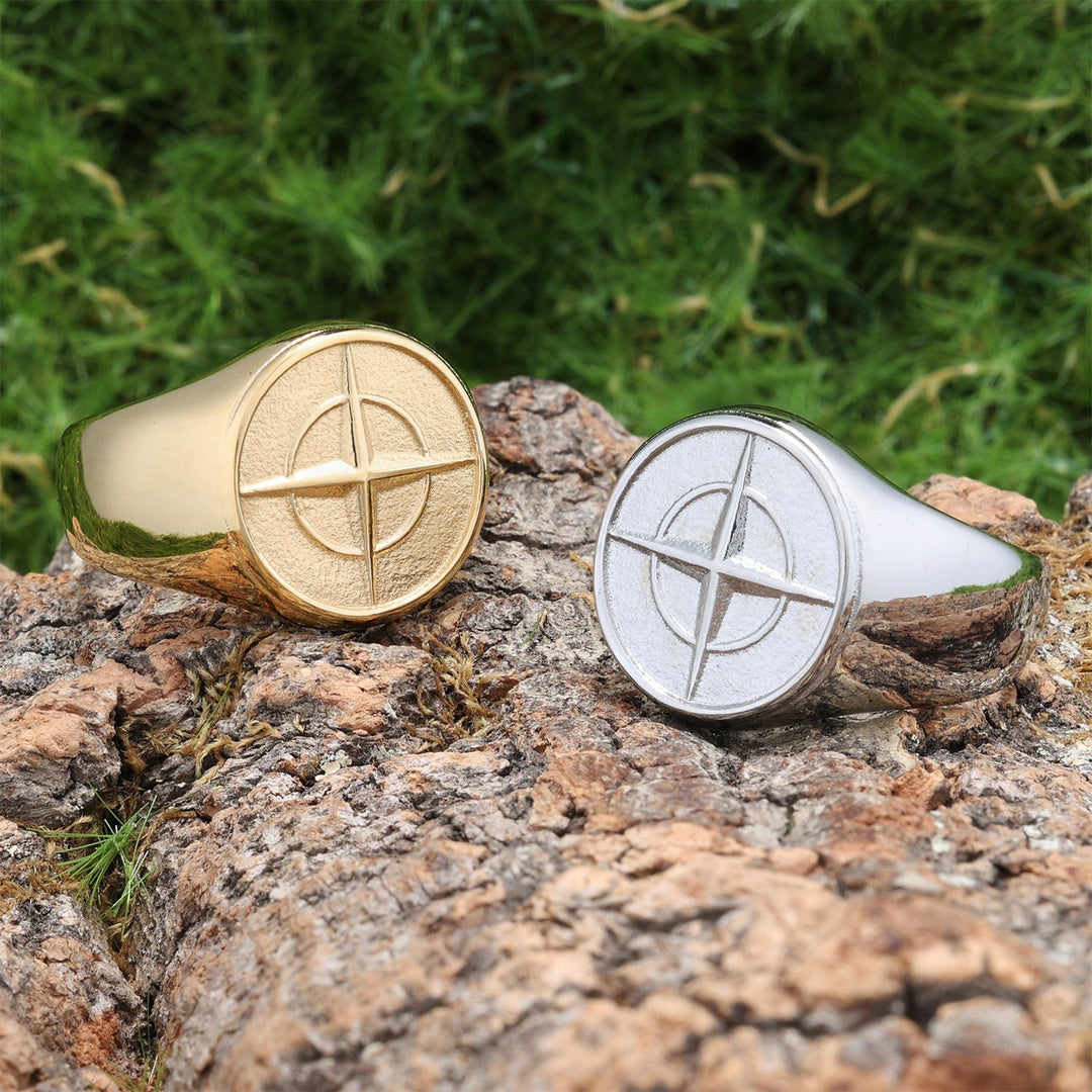 Classic Compass Signet Ring | Wit Goud