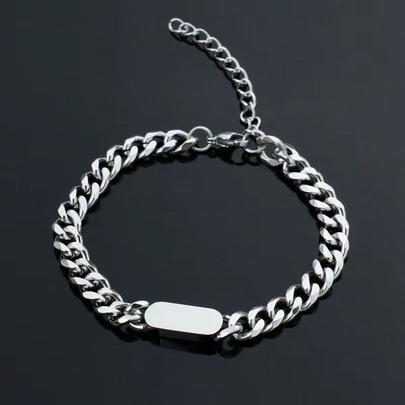 Cubaans Ketting Tag Armband | Wit Goud