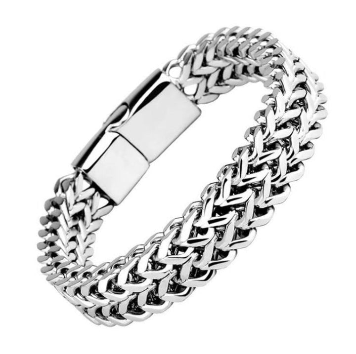 Ironclad Dubbele Kettingarmband | Wit Goud