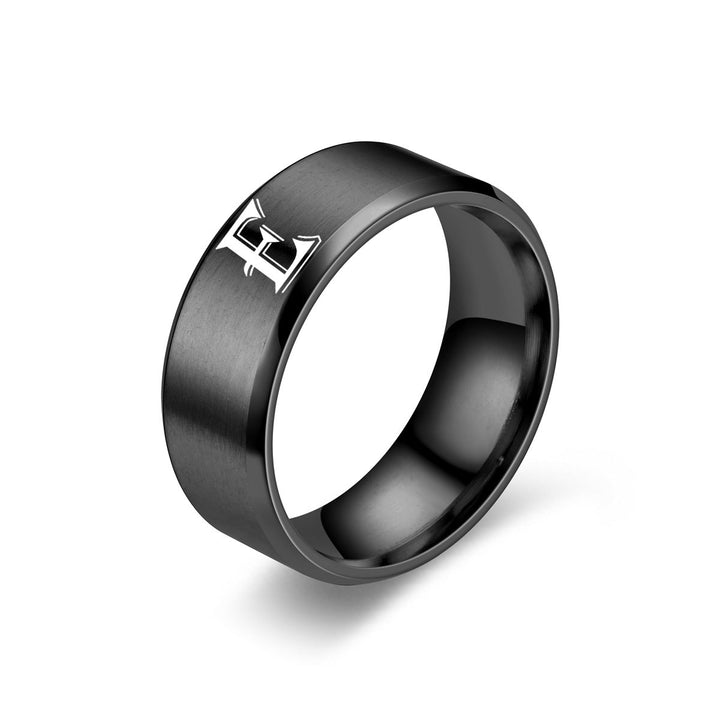 Obsidian Initiële Ring | Zwarte Afwerking