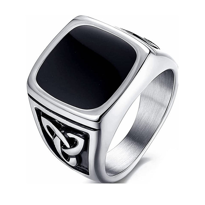 Zwarte Onyx Zegelring | Wit Goud