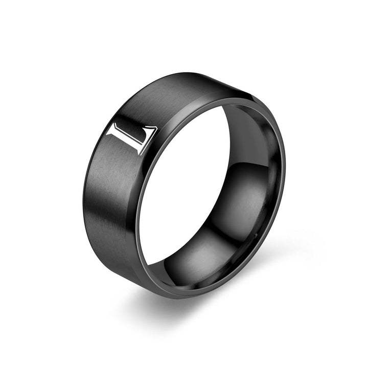 Obsidian Initiële Ring | Zwarte Afwerking