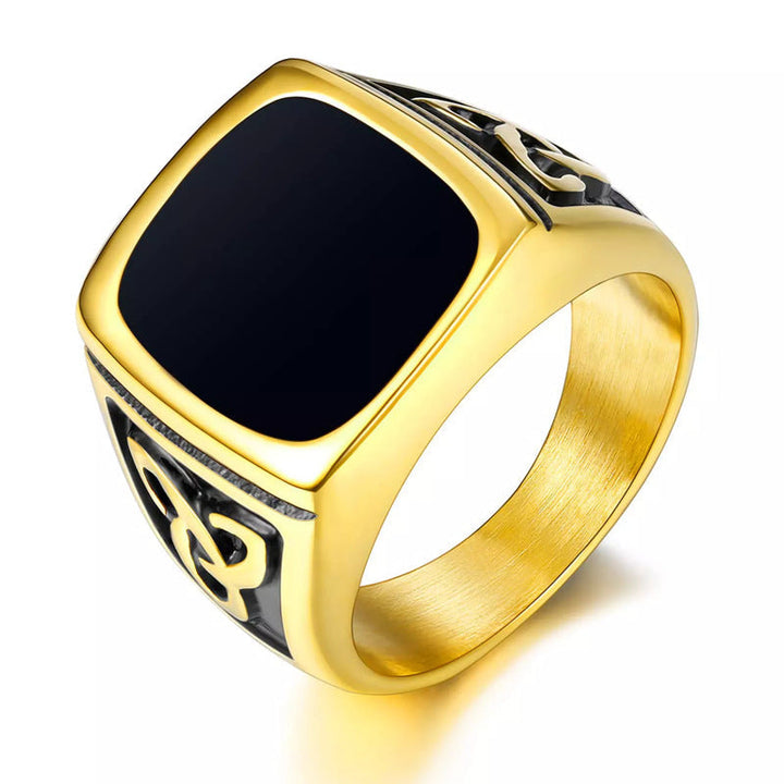Zwarte Onyx Zegelring | Wit Goud