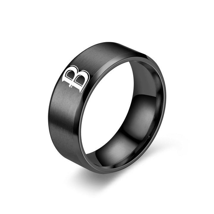 Obsidian Initiële Ring | Zwarte Afwerking