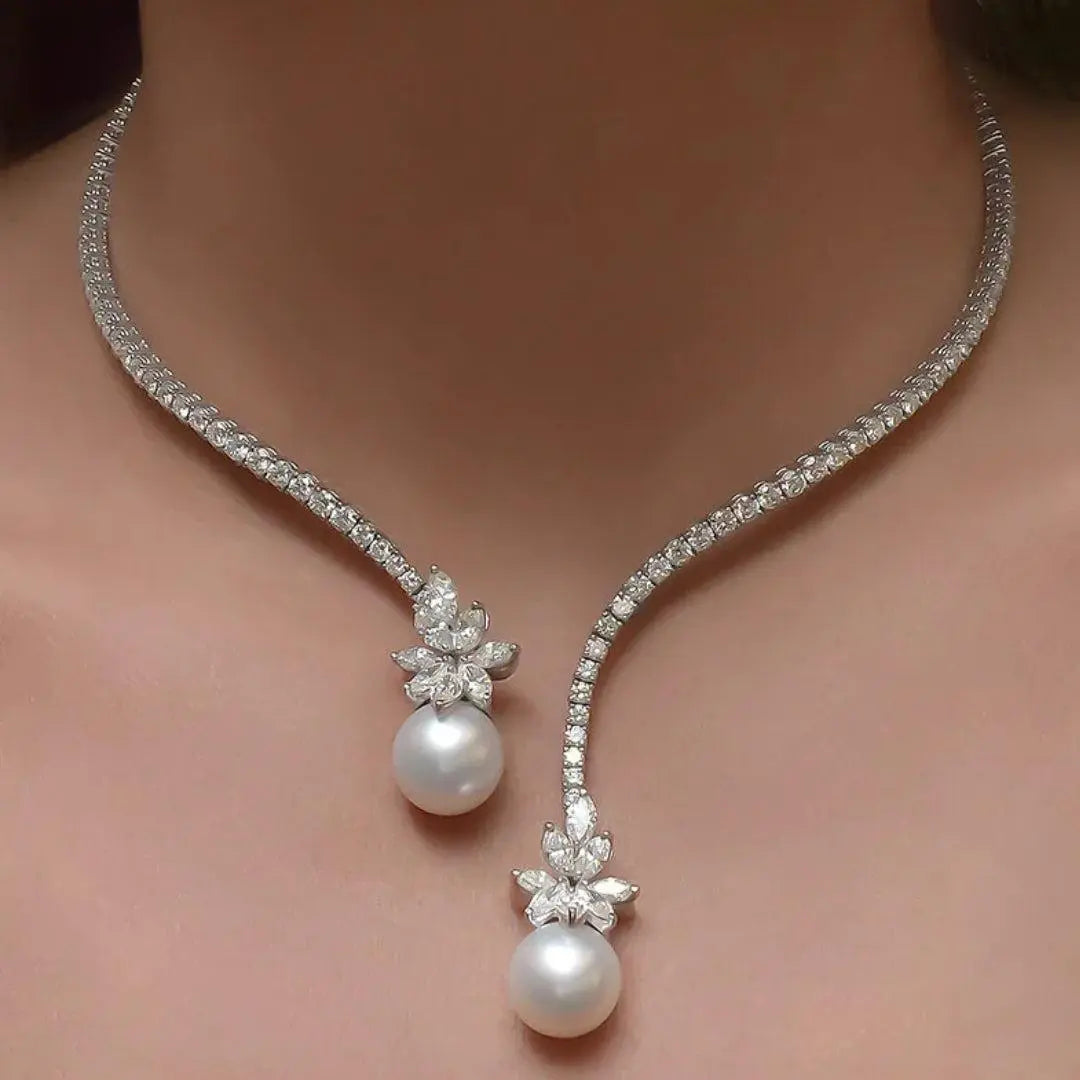 Elegant glanzend collier met sterling zilveren parels