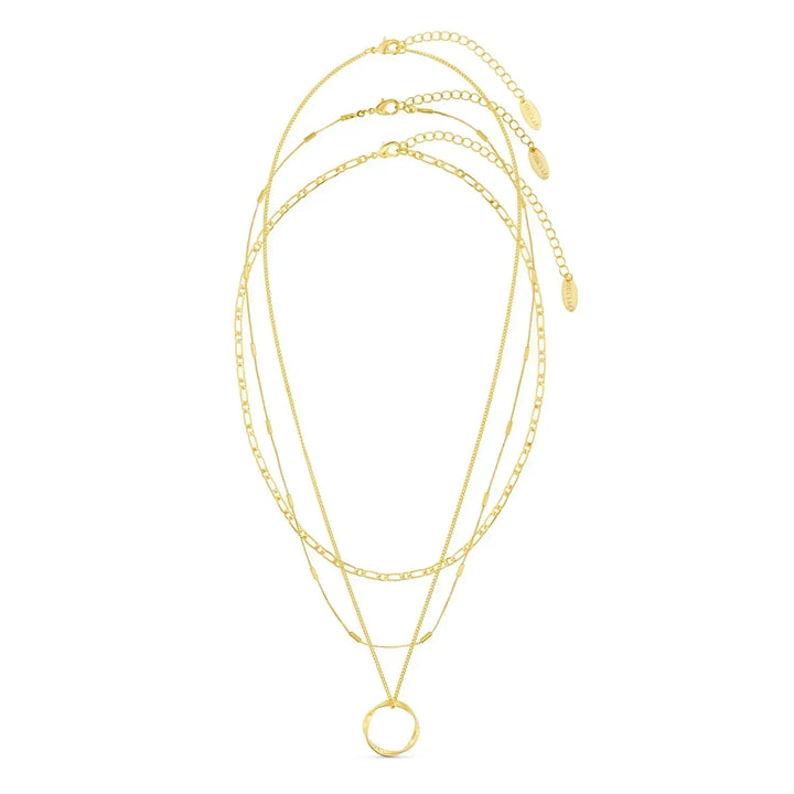 Open Hoepelcollier met Drie Rijen in Goud