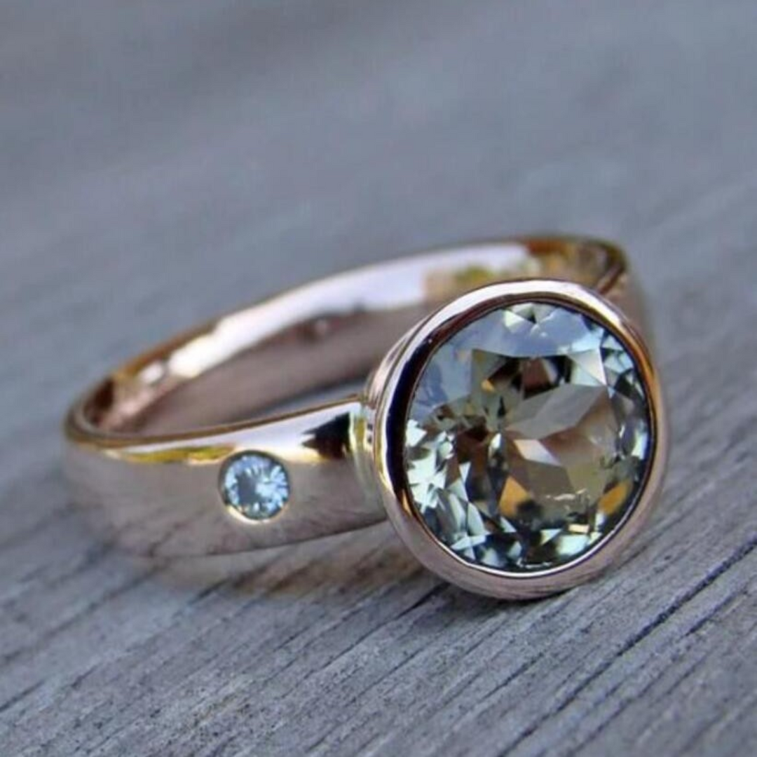 Vintage Gegraveerde Ring met Fijne Zirkonia