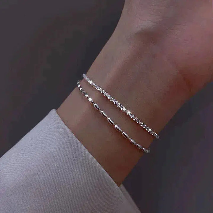 Elegante zilveren armbanden set met zirconium stenen