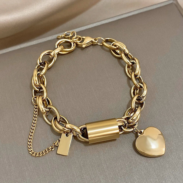 Dikke hartvormige gouden armband