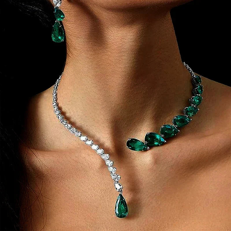 Collier Pendentif met Groene Kristal