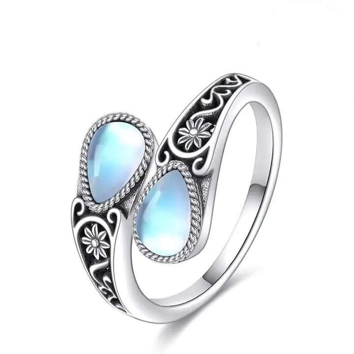 Elegante Ring met Maansteen Bloem