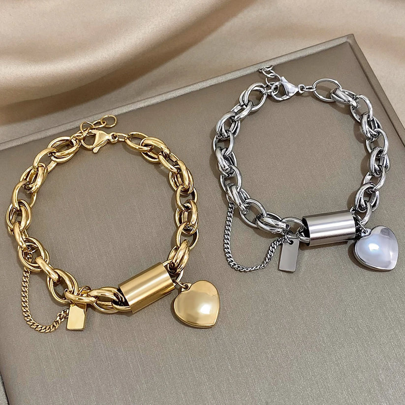 Dikke hartvormige gouden armband