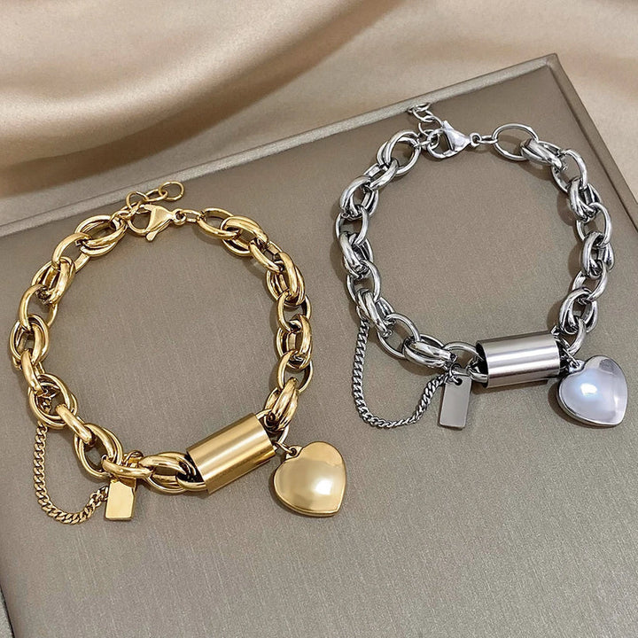 Dikke hartvormige gouden armband