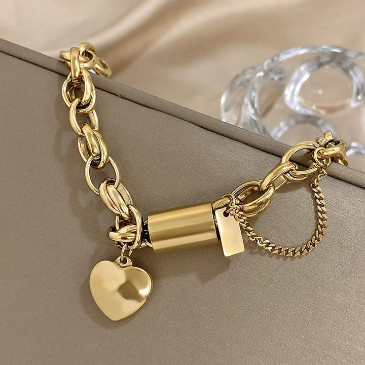 Dikke hartvormige gouden armband