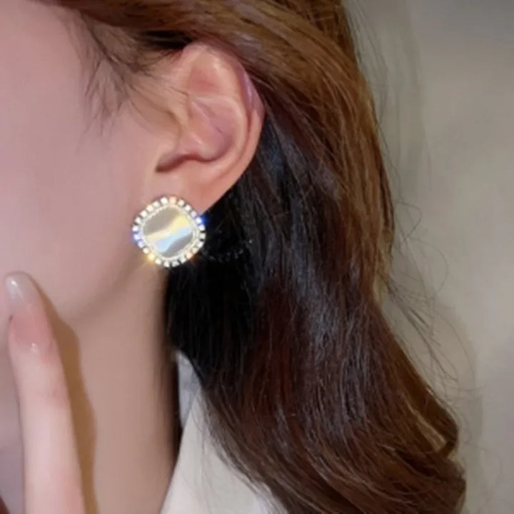 Chique Vierkante Oorbellen met Opale en Cubic Zirconia