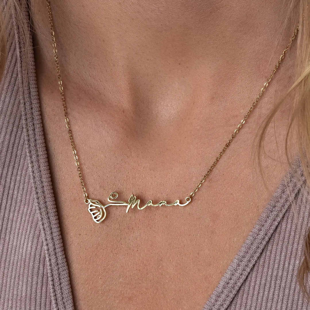 Gepersonaliseerde naamketting met geboortebloem