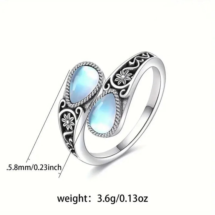 Elegante Ring met Maansteen Bloem
