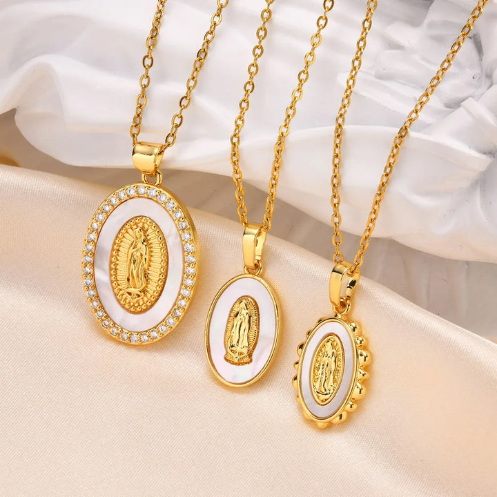 Ketting met Ovale Hangertje van de Maagd in Goud