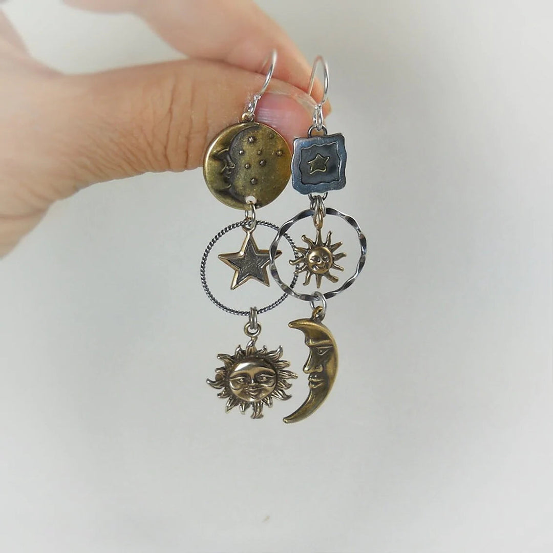 Hangende Oorbellen met Zonne- en Maanhanger