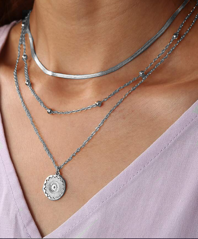 Drie-delig sterling zilver ketting set