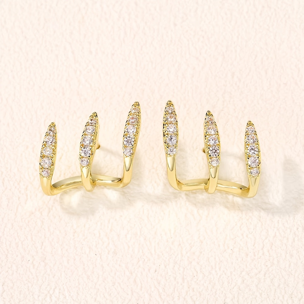 Elegante Oorbellen met Drie Klauwen van Strass