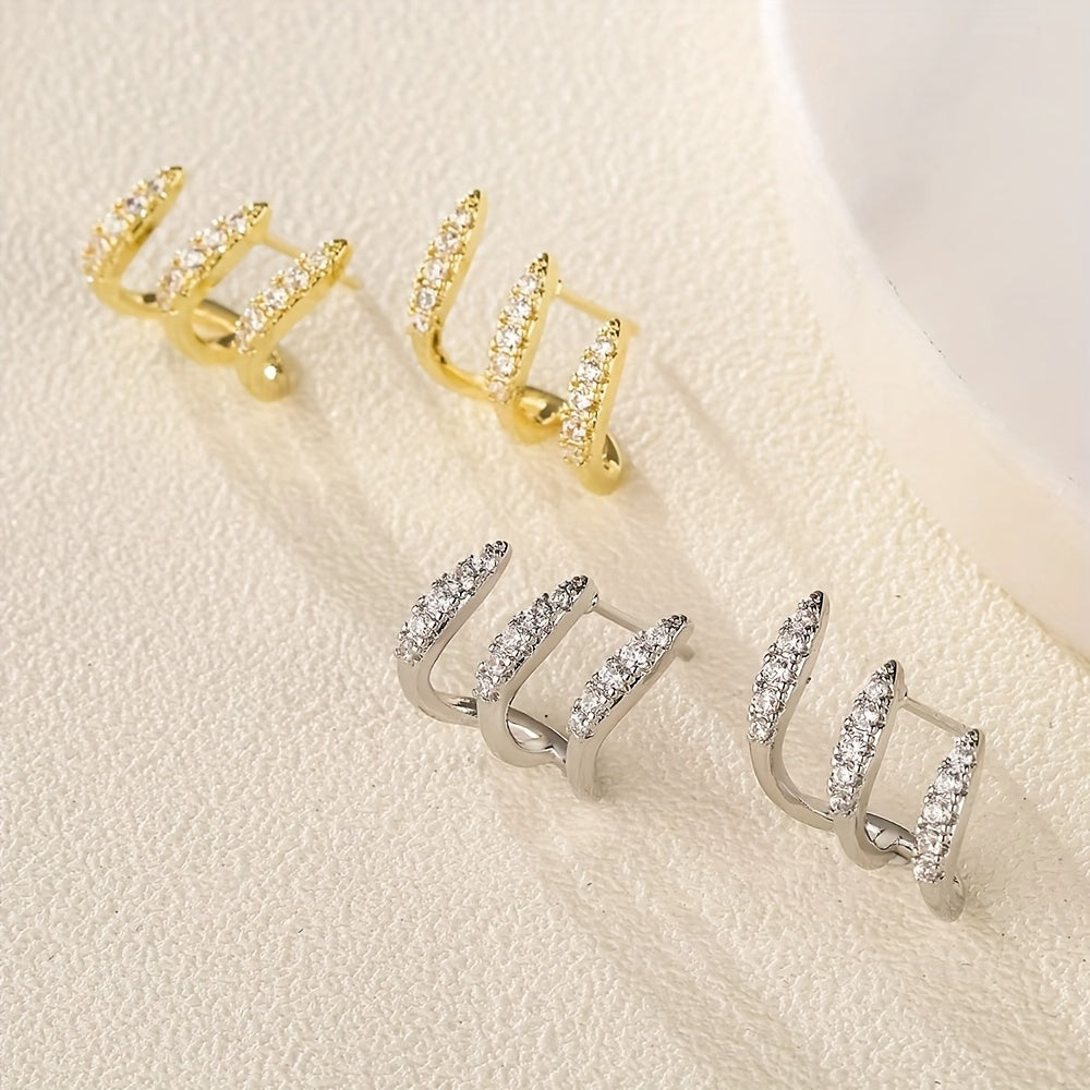 Elegante Oorbellen met Drie Klauwen van Strass