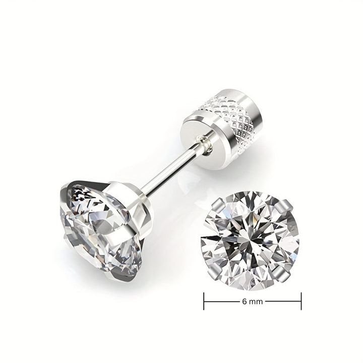 Klassieke Solitaire Oorbellen | Wit Goud