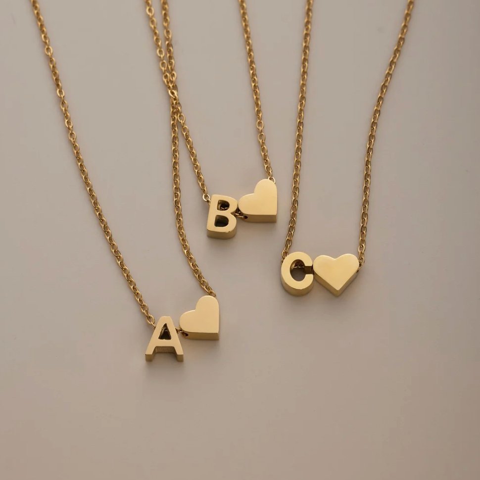 Tijdloos Initiaal Collier met Hart Hanger