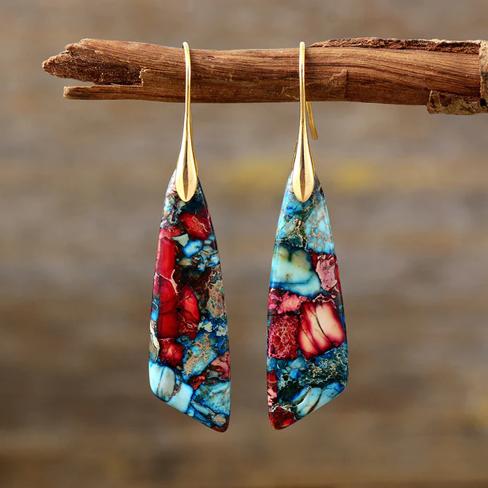 Oorbellen met multicolore stenen