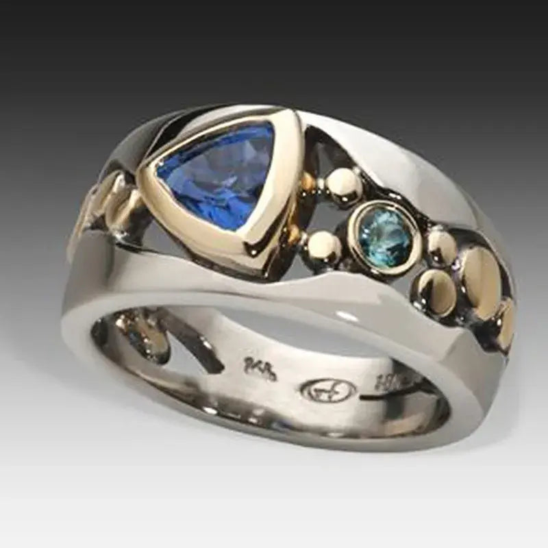 Elegante Vintage Ring met Blauwe Kristal